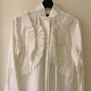 Burberry Women’s white ruffle button-down